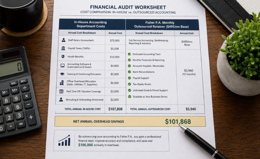Outsourced accounting overhead cost comparison