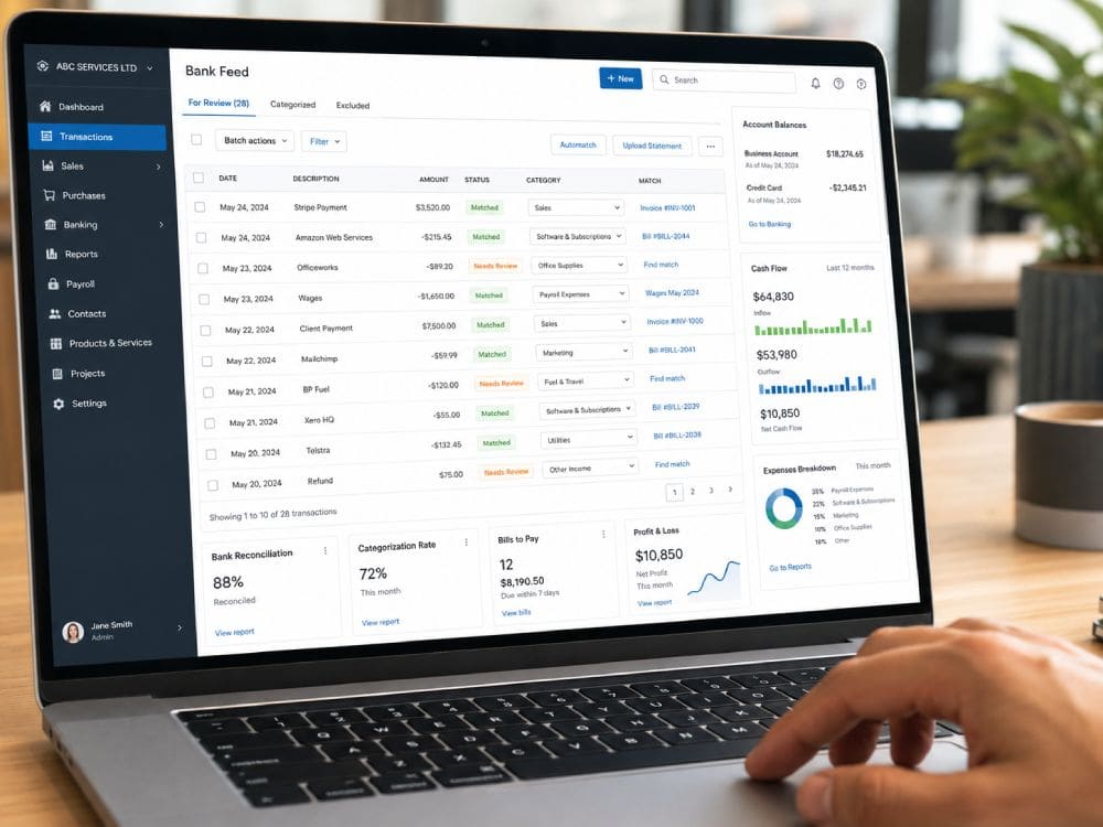 cloud bookkeeping software transaction reconciliation