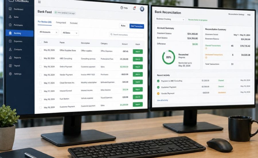 cloud accounting bank reconciliation dashboard