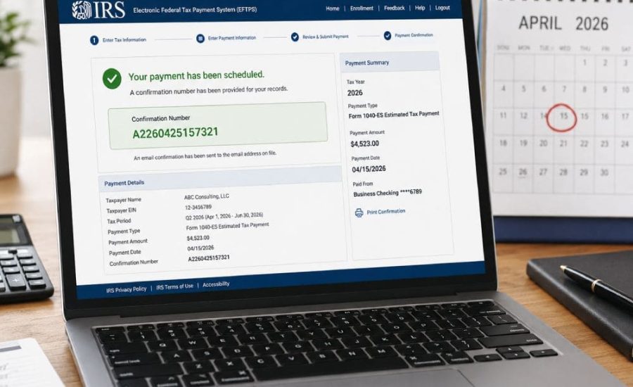 EFTPS IRS quarterly tax payment confirmation