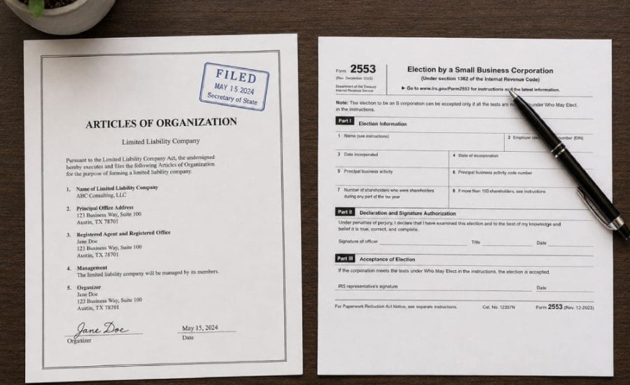 state articles of organization vs irs form 2553