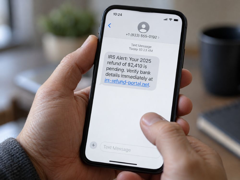 Fake IRS text message phishing scam