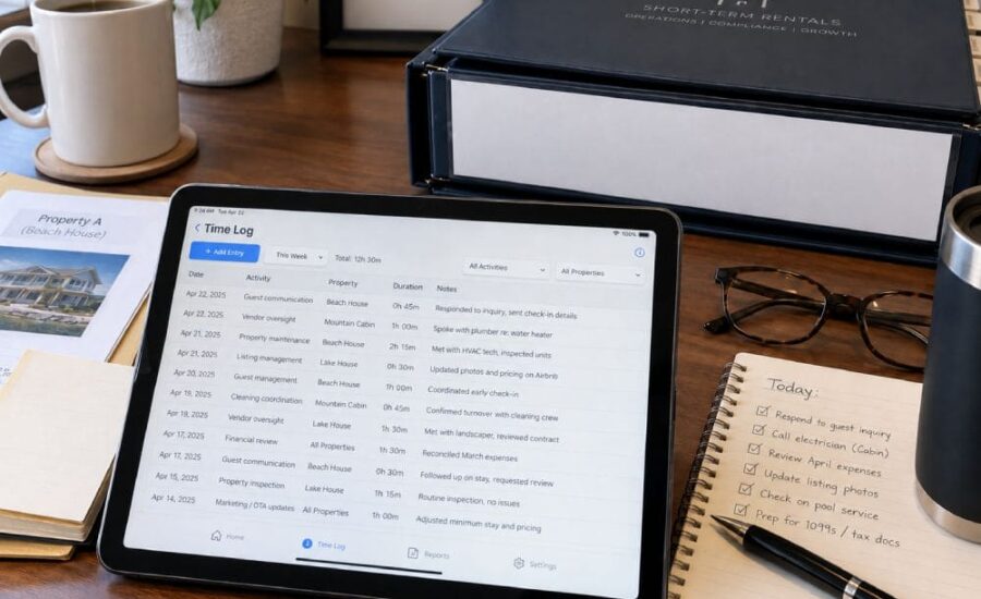 short term rental material participation time log