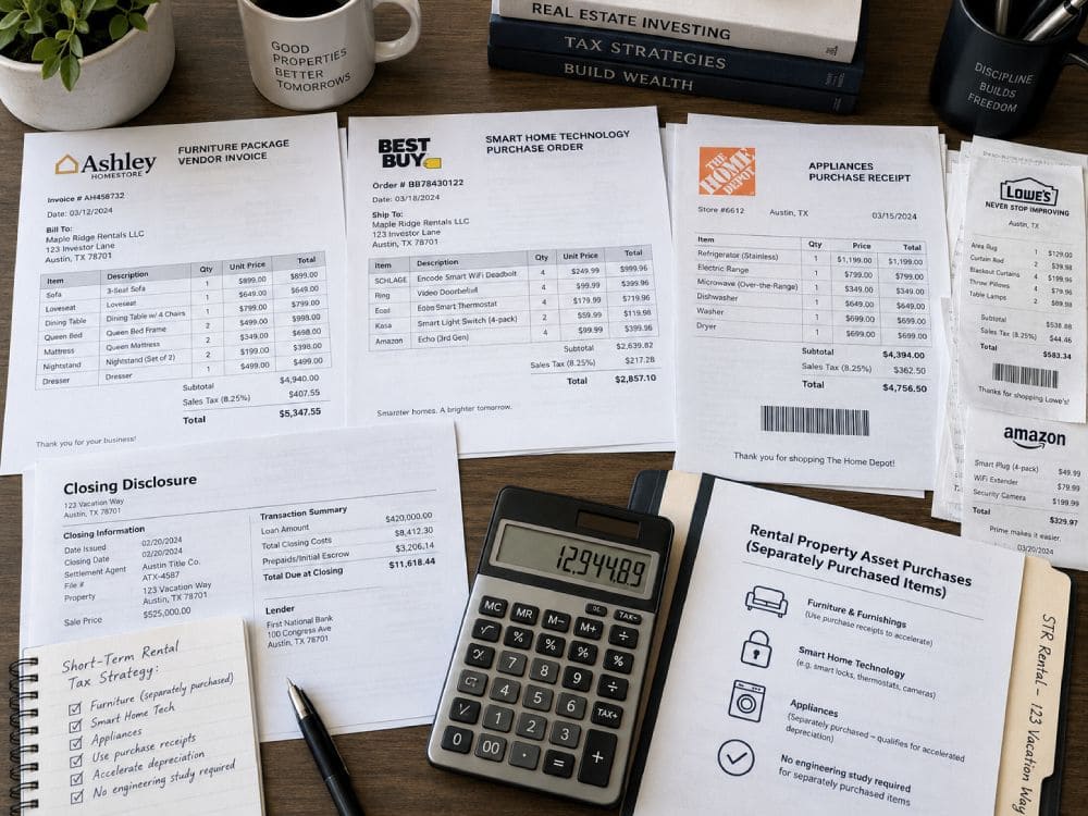 STR furniture appliance tangible property invoices